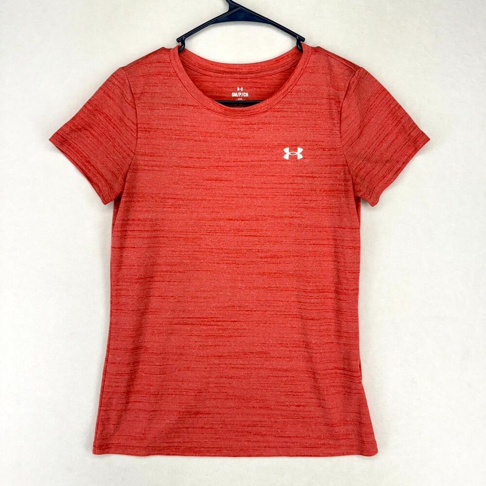 Under Armour Pink Loose Fit Light Red Polyester Athletic T Shirt Womens Size S